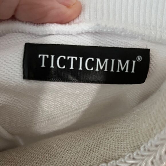 Women's Colorblock Sweatshirt - White, Gray, and Blue - Picture 2 of 6